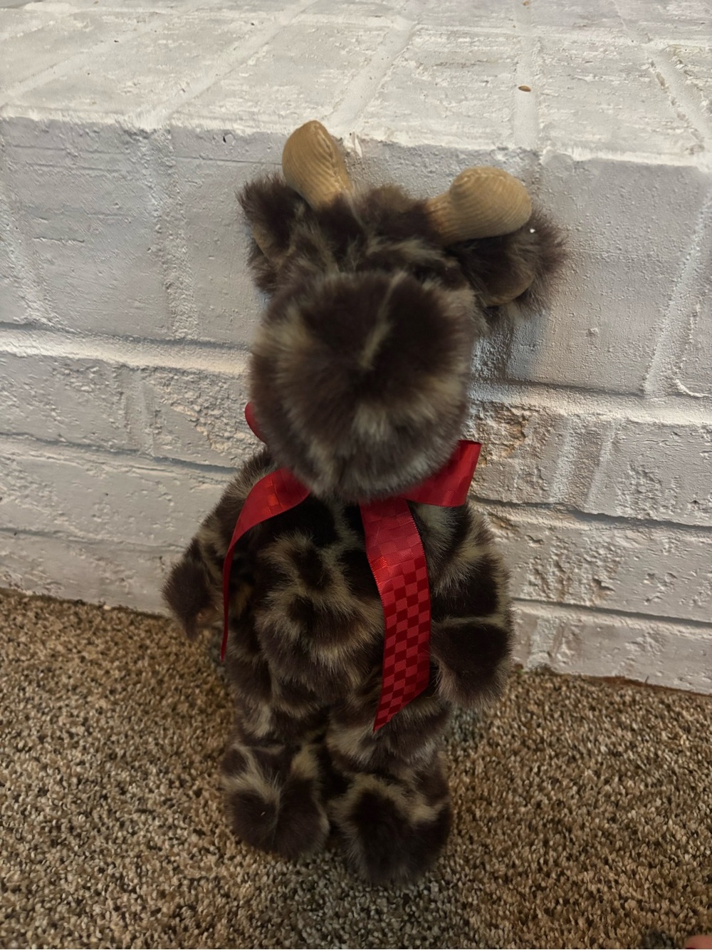 Boyds Bears Plush Giraffe in Brown Pattern with Red Ribbon